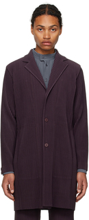 Пурпурное однобортное пальто HOMME PLISSe ISSEY MIYAKE