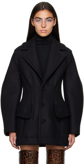 Черное валяное пальто Bottega Veneta