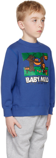 Синий детский свитшот-гамак с камуфляжным принтом BAPE Kids Milo