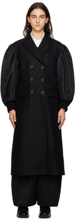 Черное двубортное пальто Simone Rocha