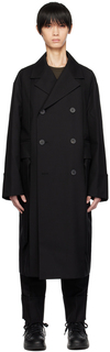 Черное двойное пальто с поясом Wooyoungmi