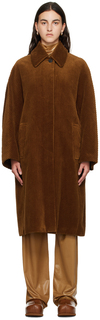 Коричневое пальто с раздвинутым воротником Dries Van Noten