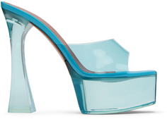 Синие босоножки на каблуке Amina Muaddi со стеклом Dalida