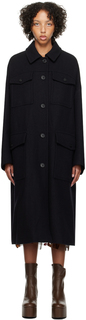 Черное двустороннее пальто с раздвинутым воротником Dries Van Noten