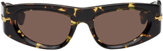 Классические овальные солнцезащитные очки черепаховой расцветки Bottega Veneta