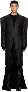 Черное кожаное пальто Edfu Rick Owens