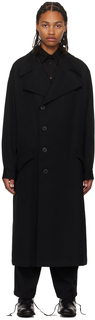 Черное офсетное пальто Yohji Yamamoto
