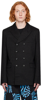 Черное пальто металлик Comme des Garçons