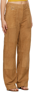 Светло-коричневые кожаные брюки Saks Potts розового цвета