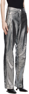 Кожаные брюки в черно-серебряную полоску REMAIN Birger Christensen