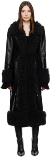 Черное пальто из искусственной кожи Diane Kijun
