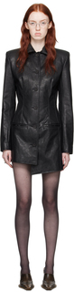 Черное пальто из искусственной кожи на пуговицах Elena Velez
