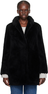 Черное пальто с зубчатыми лацканами Yves Salomon - Meteo