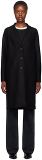 Черное пальто на пуговицах Harris Wharf London
