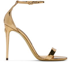 Dolce &amp; Gabbana Золотые босоножки на каблуке с зеркальным эффектом