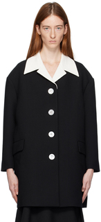 Черное пальто с лацканами в стиле ретро Shushu/Tong
