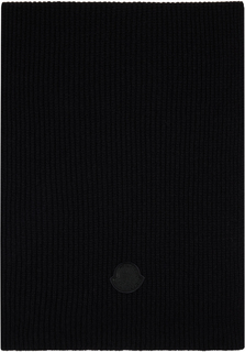 Черный шарф с логотипом Moncler