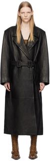 Эксклюзивное черное кожаное пальто SSENSE Ballis KNWLS