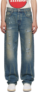 Широкие джинсы цвета индиго Rhude