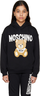 Moschino Kids Черный худи с плюшевым мишкой