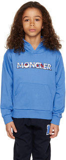 Moncler Enfant Kids Синий худи с вышивкой