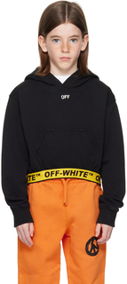 Off-White Kids Черный худи с принтом