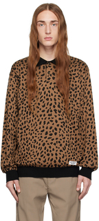 Коричневая рубашка-поло с леопардовым принтом WACKO MARIA