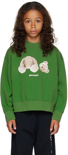 Детский зеленый свитшот с медведем Palm Angels