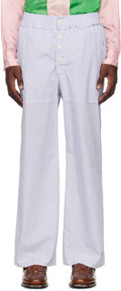 Эдвард Каминг Бело-синие брюки с необработанными краями Edward Cuming
