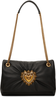 Черная мягкая сумка на плечо среднего размера Devotion Dolce &amp; Gabbana