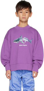 Детский фиолетовый свитшот Palm Angels Shark
