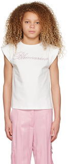 Детский белый топ с мягкими плечами Miss Blumarine