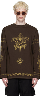 Коричневая футболка с длинным рукавом с блестками Темная Jean Paul Gaultier