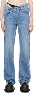 Alexander Wang Асимметричные джинсы цвета индиго