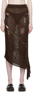 Коричневая юбка-миди с цветочным узором Шоколадно-коричневый Шоколад Acne Studios