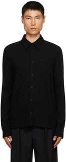 Черная рубашка с раздвинутым воротником Filippa K