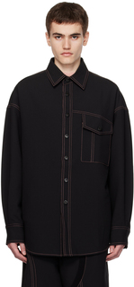 Черная рубашка с контрастной строчкой Feng Chen Wang