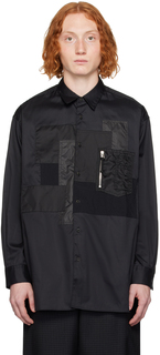 Черная рубашка с нашивками Comme des Garçons