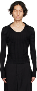 Черная рубашка-поло с каплевидной вырезкой Carlota Barrera