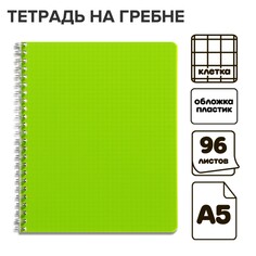 Тетрадь на гребне a5 96л кл салатовая пласт обл, офсет Calligrata