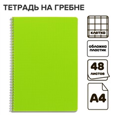 Тетрадь на гребне a4 48л кл салатовая пласт обл, офсет Calligrata