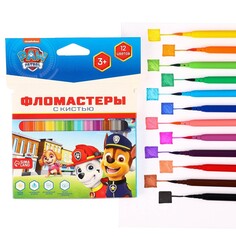 Фломастеры с кистью, 12 цветов, щенячий патруль PAW Patrol