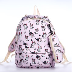 Рюкзак школьный из текстиля на молнии, 3 кармана, пенал, цвет розовый NO Brand