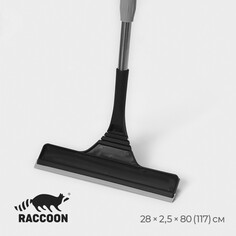 Окномойка с насадкой из микрофибры, гибкая, стальная телескоп ручка, 28×2,5×80(117) см, цвет черный Raccoon
