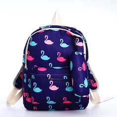 Рюкзак школьный из текстиля на молнии, 3 кармана, пенал, цвет фиолетовый NO Brand