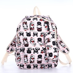 Рюкзак школьный из текстиля на молнии, 3 кармана, пенал, цвет розовый NO Brand