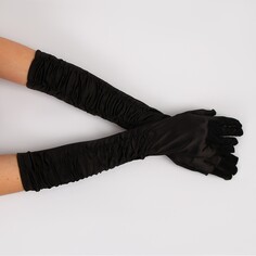 Карнавальнеый аксессуар- перчатки со сборкой, цвет черный Страна Карнавалия