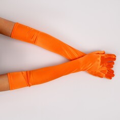 Карнавальнеый аксессуар- перчатки 55см, цвет оранжевый Страна Карнавалия