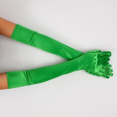 Карнавальнеый аксессуар- перчатки 55см, цвет зеленый Страна Карнавалия