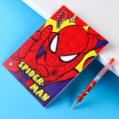 Канцелярский набор, блокнот а6, ручка, наклейки, человек-паук Marvel